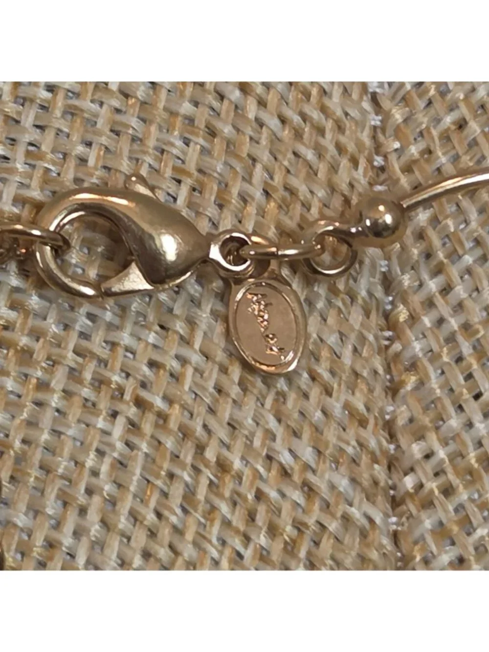 Monet Vintage Curvy Gold Tone Bar Link Clear Rhinestone 16